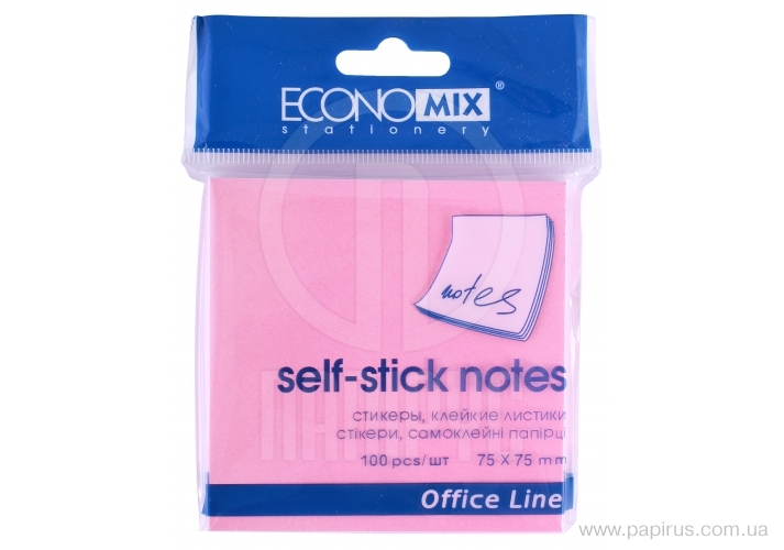 Паперовий блок для нотаток ECONOMIX з липким шаром 75*75*100 (E20944-09)